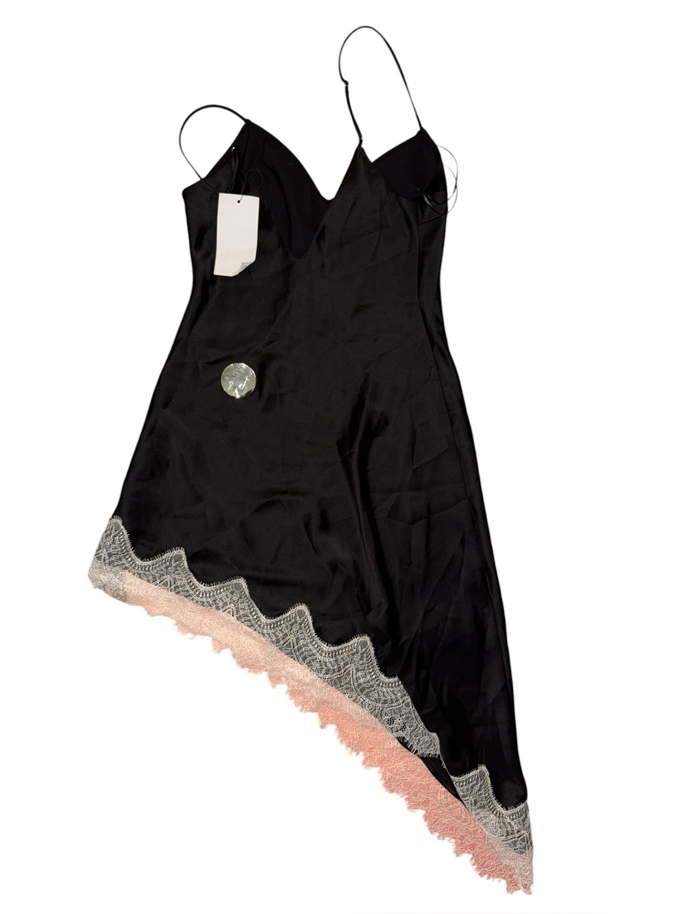 Zara black satin lace trimmed slip dress medium nwt** AS IS - Picture 4 of 5